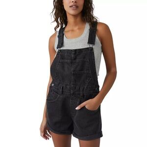 Free People Black Denim Overalls